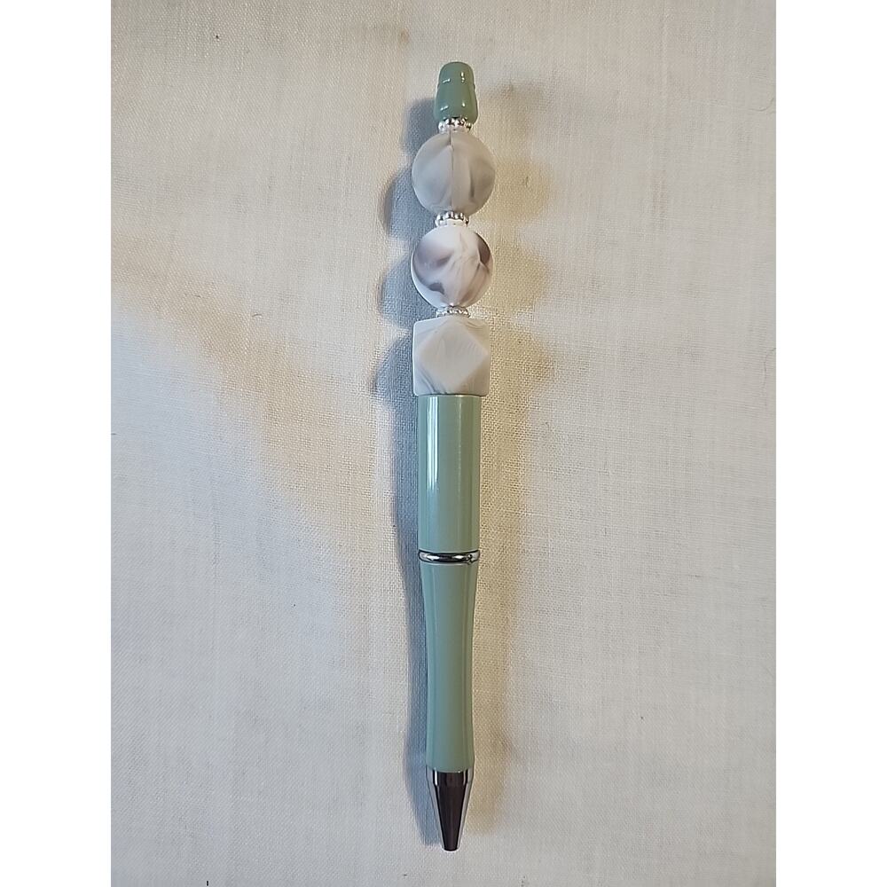 Bead Pen Olive Green Pen Brown White Marble Beads Tetradecagon Grey Silicone Bea